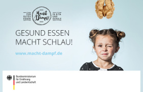 Gesund essen macht schlau! Kampagnenbild des BMEL für gesunde Ernährung in Kitas und Schulen "Gesund essen macht schlau!"