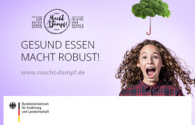 Gesund essen macht robust! Kampagnenbild des BMEL für gesunde Ernährung in Kitas und Schulen "Gesund essen macht robust"