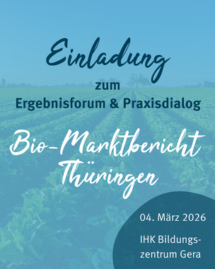 Flyer. Einladung zum Ergebnisforum und Praxisdialog Bio-Marktbericht Thüringen.